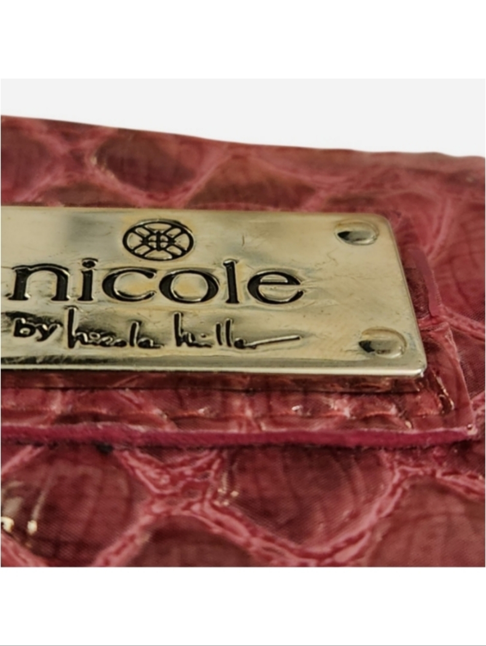 Nicole by Nicole Miller Pink Faux Snake Skin Wristlet With Strap - Picture 7 of 7
